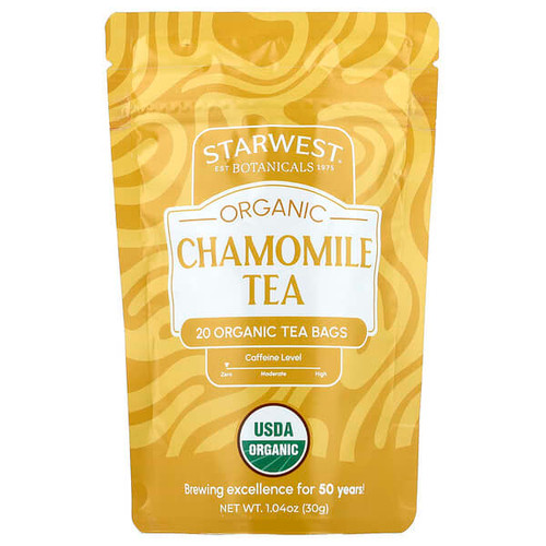 <img alt="Starwest Botanicals, Organic Chamomile Tea, Caffeine Free, 20 Organic Tea Bags, 1.4 oz (30 g)" title="Starwest Botanicals, Organic Chamomile Tea, Caffeine Free, 20 Organic Tea Bags, 1.4 oz (30 g),767963175663"
