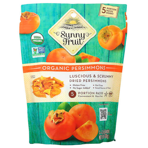 <img alt="Sunny Fruit, Organic Dried Persimmons, 5 Portion Packs, 0.7 oz (20 g) Each" title="Sunny Fruit, Organic Dried Persimmons, 5 Portion Packs, 0.7 oz (20 g) Each,842515009525"