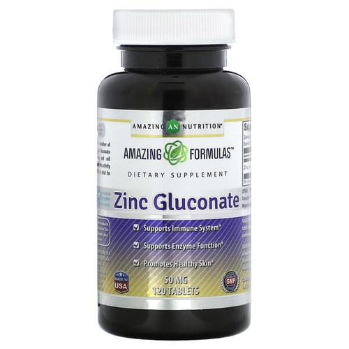 <img alt="Amazing Nutrition, Zinc Gluconate, 50 mg, 120 Tablets" title="Amazing Nutrition, Zinc Gluconate, 50 mg, 120 Tablets,819209028995"