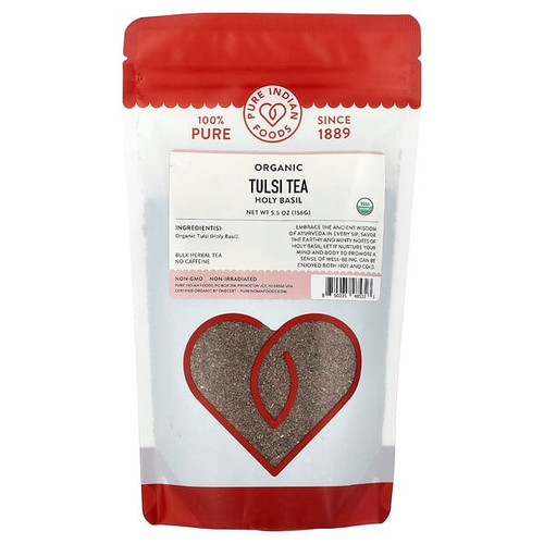 <img alt="Pure Indian Foods, Organic Tulsi Tea, Holy Basil, Caffeine Free, 5.5 oz (156 g)" title="Pure Indian Foods, Organic Tulsi Tea, Holy Basil, Caffeine Free, 5.5 oz (156 g),850035485323"