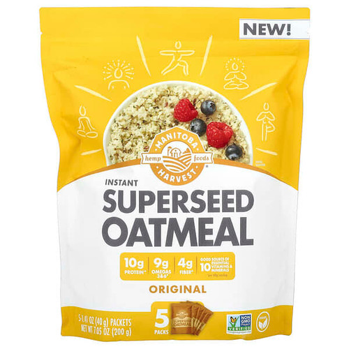 <img alt="Manitoba Harvest, Instant Superseed Oatmeal, Original, 5 Packets, 1.41 oz (40 g) Each" title="Manitoba Harvest, Instant Superseed Oatmeal, Original, 5 Packets, 1.41 oz (40 g) Each,697658201813"