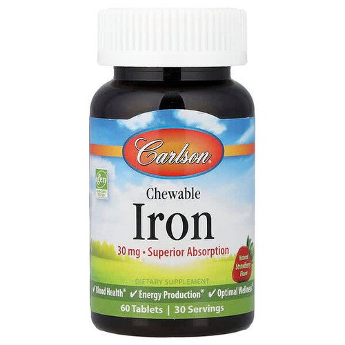 <img alt="Carlson, Chewable Iron, Natural Strawberry, 60 Tablets (15 mg per Tablet)" title="Carlson, Chewable Iron, Natural Strawberry, 60 Tablets (15 mg per Tablet),088395559105"