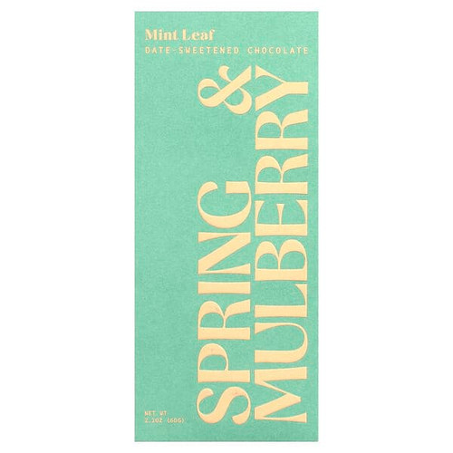 <img alt="Spring & Mulberry, Date-Sweetened Chocolate, Mint Leaf, 2.1 oz (60 g)" title="Spring & Mulberry, Date-Sweetened Chocolate, Mint Leaf, 2.1 oz (60 g),850055470217"