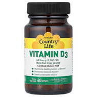 <img alt="Country Life, Vitamin D3, 62.5 mcg (2,500 IU), 60 Softgels" title="Country Life, Vitamin D3, 62.5 mcg (2,500 IU), 60 Softgels,015794058038"