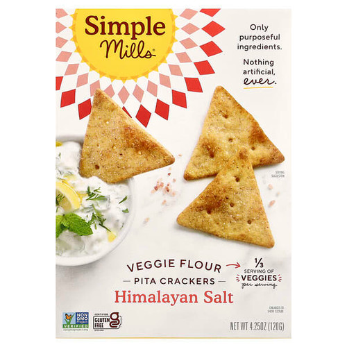 <img alt="Simple Mills, Veggie Flour Pita Crackers, Himalayan Salt, 4.25 oz (120 g)" title="Simple Mills, Veggie Flour Pita Crackers, Himalayan Salt, 4.25 oz (120 g),856069005582"