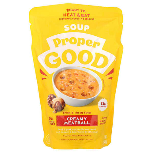 <img alt="Proper Good, Ready To Heat & Eat, Creamy Meatball Soup, 12 oz (340 g)" title="Proper Good, Ready To Heat & Eat, Creamy Meatball Soup, 12 oz (340 g),850015537028"