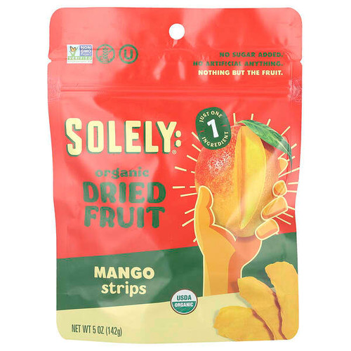 <img alt="Solely, Organic Dried Fruit, Mango Strips, 5 oz (142 g)" title="Solely, Organic Dried Fruit, Mango Strips, 5 oz (142 g),856261006622"