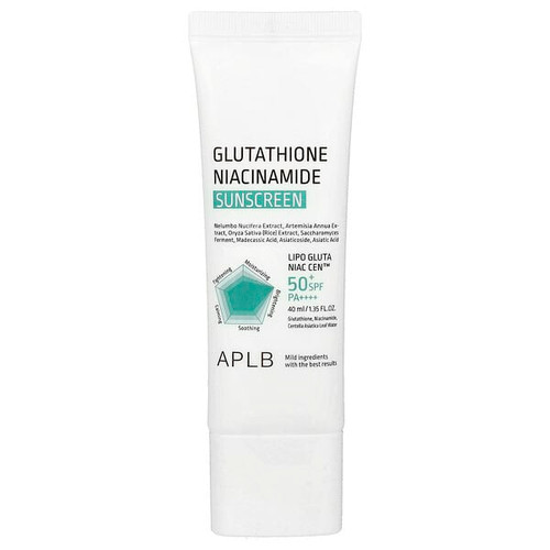 <img alt="APLB, Glutathione Niacinamide, Sunscreen, SPF 50+ PA ++++, 1.35 fl oz (40 ml)" title="APLB, Glutathione Niacinamide, Sunscreen, SPF 50+ PA ++++, 1.35 fl oz (40 ml),8809874682761"