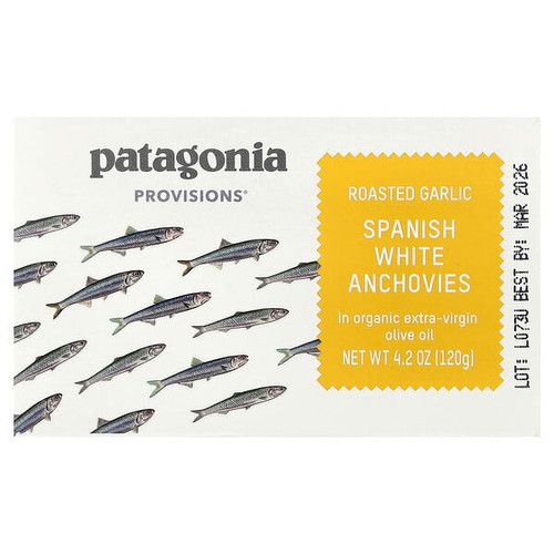 <img alt="Patagonia Provisions, Roasted Garlic Spanish White Anchovies In Organic Extra-Virgin Olive Oil, 4.2 oz (120 g)" title="Patagonia Provisions, Roasted Garlic Spanish White Anchovies In Organic Extra-Virgin Olive Oil, 4.2 oz (120 g),810981021907"