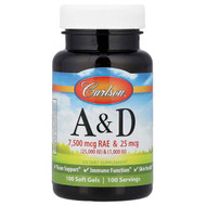 <img alt="Carlson, Vitamin A & D, 100 Soft Gels" title="Carlson, Vitamin A & D, 100 Soft Gels,088395012419"