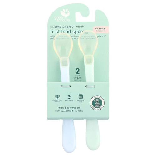 <img alt="Green Sprouts, Silicone & Sprout Ware, First Food Spoons, 6+ Months, Light Ealight, 2 Pack" title="Green Sprouts, Silicone & Sprout Ware, First Food Spoons, 6+ Months, Light Ealight, 2 Pack,715418019963"