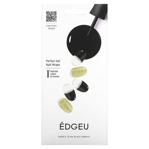 <img alt="Edgeu, Perfect Gel Nail Wraps, ENA 914 Glam Black French, 19 Piece Set" title="Edgeu, Perfect Gel Nail Wraps, ENA 914 Glam Black French, 19 Piece Set,8809785847334"