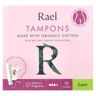 <img alt="Rael, Organic Cotton Tampons, Super, Fragrance Free, 18 Count" title="Rael, Organic Cotton Tampons, Super, Fragrance Free, 18 Count,810027130709"