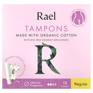 <img alt="Rael, Organic Cotton Tampons, Regular, Fragrance Free, 18 Count" title="Rael, Organic Cotton Tampons, Regular, Fragrance Free, 18 Count,810027130693"