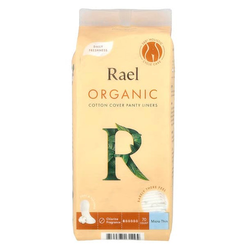 <img alt="Rael, Organic Cotton Cover Panty Liners, Micro Thin, 70 Count" title="Rael, Organic Cotton Cover Panty Liners, Micro Thin, 70 Count,810027131294"