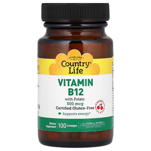 <img alt="Country Life, Vitamin B12 with Folate, Cherry, 100 Lozenges" title="Country Life, Vitamin B12 with Folate, Cherry, 100 Lozenges,015794062950"