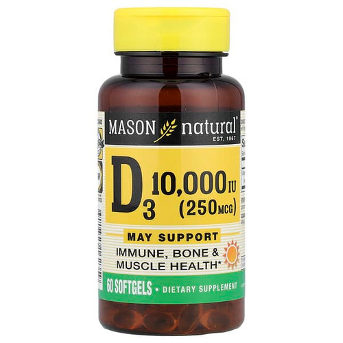 <img alt="Mason Natural, Vitamin D3, 250 mcg (10,000 IU), 60 Softgels" title="Mason Natural, Vitamin D3, 250 mcg (10,000 IU), 60 Softgels,311845162359"