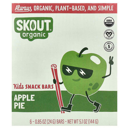 <img alt="Skout Organic, Kids Snack Bars, Apple Pie, 6 Bars, 0.85 oz (24 g) Each" title="Skout Organic, Kids Snack Bars, Apple Pie, 6 Bars, 0.85 oz (24 g) Each,897060002972"