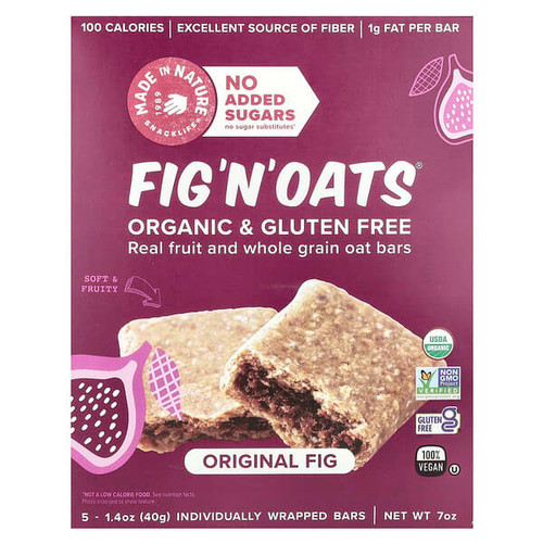 <img alt="Made in Nature, Fig N Oats, Original Fig, 5 Individually Wrapped Bars, 1.4 oz (40 g) Each" title="Made in Nature, Fig N Oats, Original Fig, 5 Individually Wrapped Bars, 1.4 oz (40 g) Each,720379001711"