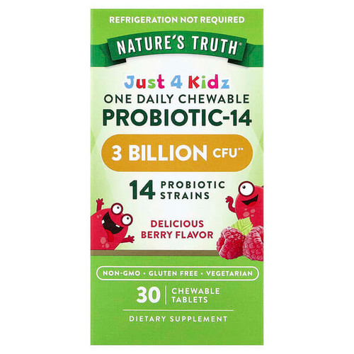 <img alt="Natures Truth, Just 4 Kidz, One Daily Chewable Probiotic-14, Delicious Berry, 30 Chewable Tablets" title="Natures Truth, Just 4 Kidz, One Daily Chewable Probiotic-14, Delicious Berry, 30 Chewable Tablets,840093101846"
