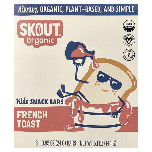 <img alt="Skout Organic, Kids Snack Bars, French Toast, 6 Bars, 0.85 oz (24 g) Each" title="Skout Organic, Kids Snack Bars, French Toast, 6 Bars, 0.85 oz (24 g) Each,850003727523"