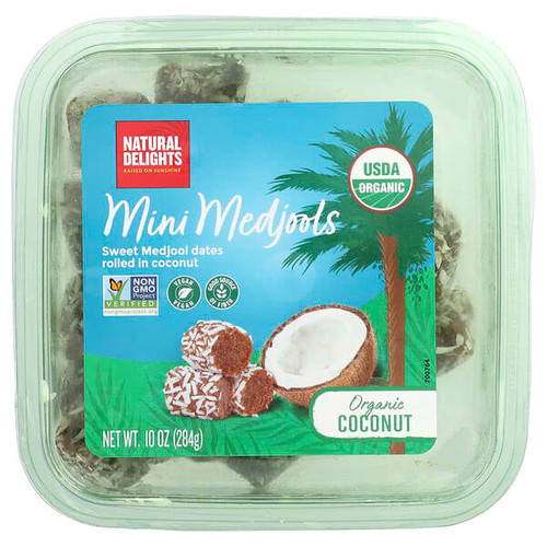 <img alt="Natural Delights, Organic Mini Medjools, Coconut, 10 oz (284 g)" title="Natural Delights, Organic Mini Medjools, Coconut, 10 oz (284 g),097923002655"
