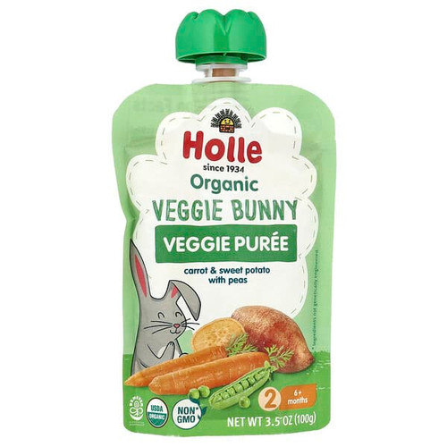 <img alt="3 PACK of Holle, Organic Veggie Puree, Veggie Bunny, 6+ Months, Carrot & Sweet Potato With Peas, 3.5 oz (100 g)" title="3 PACK of Holle, Organic Veggie Puree, Veggie Bunny, 6+ Months, Carrot & Sweet Potato With Peas, 3.5 oz (100 g),4260688630111"