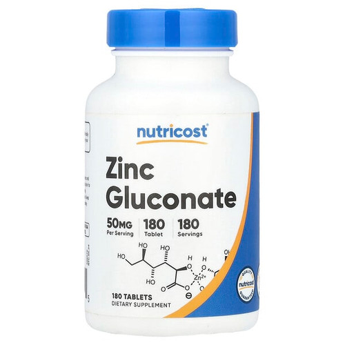 <img alt="Nutricost, Zinc Gluconate, 50 mg, 180 Tablets" title="Nutricost, Zinc Gluconate, 50 mg, 180 Tablets,810139573555"