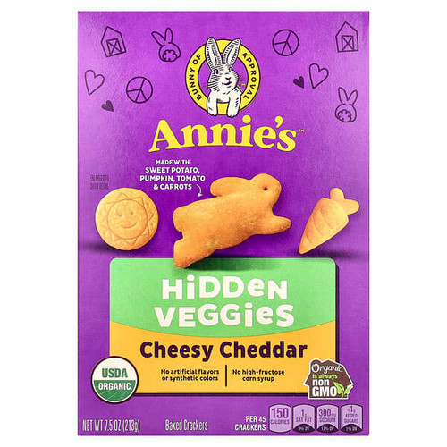 <img alt="Annies Homegrown, Cheesy Cheddar Baked Crackers, Hidden Veggies , 7.5 oz (213 g)" title="Annies Homegrown, Cheesy Cheddar Baked Crackers, Hidden Veggies , 7.5 oz (213 g),013562122035"
