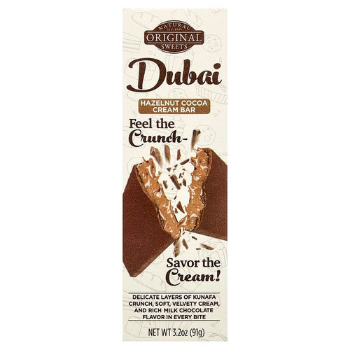 <img alt="Original Natural Sweets, Dubai Hazelnut Cocoa Cream Bar, 3.2 oz (91 g)" title="Original Natural Sweets, Dubai Hazelnut Cocoa Cream Bar, 3.2 oz (91 g),850069108113"
