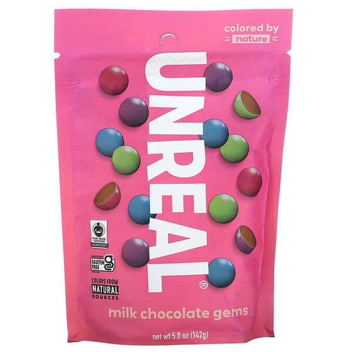 <img alt="Unreal, Milk Chocolate Gems, 5 oz (142 g)" title="Unreal, Milk Chocolate Gems, 5 oz (142 g),857484006284"