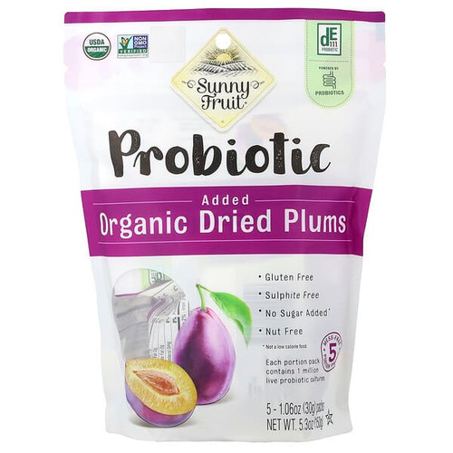<img alt="Sunny Fruit, Organic Dried Plums With Added Probiotics, 5 Packs, 1.06 oz (30 g) Each" title="Sunny Fruit, Organic Dried Plums With Added Probiotics, 5 Packs, 1.06 oz (30 g) Each,842515009235"