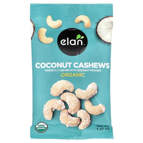 <img alt="3 PACK of Elan, Organic Coconut Cashews, 1.27 oz" title="3 PACK of Elan, Organic Coconut Cashews, 1.27 oz,805509099018"