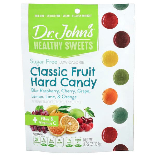 <img alt="Dr. Johns Healthy Sweets, Classic Fruit Hard Candy, Blue Raspberry, Cherry, Grape, Lemon, Lime, & Orange, 3.85 oz (109 g)" title="Dr. Johns Healthy Sweets, Classic Fruit Hard Candy, Blue Raspberry, Cherry, Grape, Lemon, Lime, & Orange, 3.85 oz (109 g),605245009339"