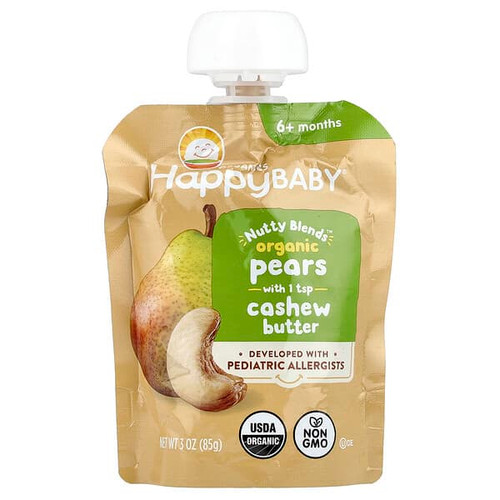 <img alt="3 PACK of Happy Family Organics, Happy Baby, Nutty Blends, 6+ Months, Organic Pears & Cashew Butter, 3 oz (85 g)" title="3 PACK of Happy Family Organics, Happy Baby, Nutty Blends, 6+ Months, Organic Pears & Cashew Butter, 3 oz (85 g),819573016130"