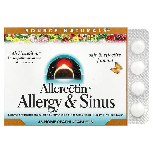 <img alt="Source Naturals, Allercetin, Allergy & Sinus, 48 Homeopathic Tablets" title="Source Naturals, Allercetin, Allergy & Sinus, 48 Homeopathic Tablets,021078011965"