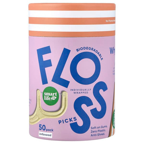 <img alt="SmartLifeCo, Biodegradable Floss Picks, Unflavored, 50 Pack" title="SmartLifeCo, Biodegradable Floss Picks, Unflavored, 50 Pack,850046079320"