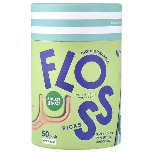 <img alt="SmartLifeCo, Biodegradable Floss Picks, Mint, 50 Pack" title="SmartLifeCo, Biodegradable Floss Picks, Mint, 50 Pack,850046079061"