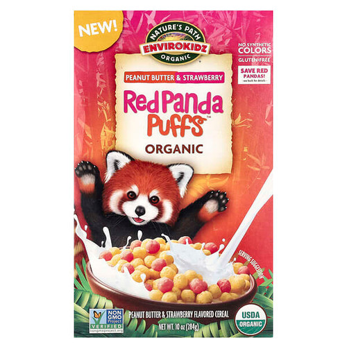 <img alt="Natures Path, Envirokidz, Organic Red Panda Puffs Cereal, Peanut Butter & Strawberry, 10 oz (284 g)" title="Natures Path, Envirokidz, Organic Red Panda Puffs Cereal, Peanut Butter & Strawberry, 10 oz (284 g),058449241102"