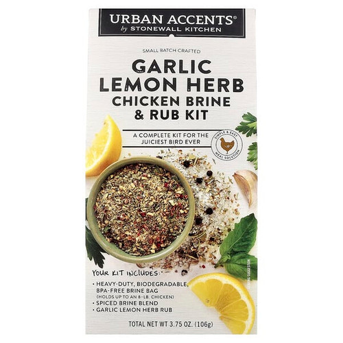 <img alt="Urban Accents, Garlic Lemon Herb Chicken Brine & Rub Kit, 3.75 oz (106 g)" title="Urban Accents, Garlic Lemon Herb Chicken Brine & Rub Kit, 3.75 oz (106 g),635519000700"