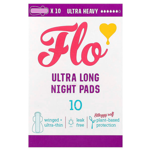 <img alt="Here We Flo, Ultra Long Night Pads, Ultra Heavy, 10 Pads" title="Here We Flo, Ultra Long Night Pads, Ultra Heavy, 10 Pads,5060630101725"