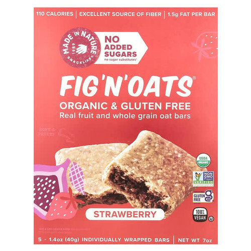 <img alt="Made in Nature, Fig N Oats, Strawberry, 5 Individually Wrapped Bars, 1.4 oz (40 g) Each" title="Made in Nature, Fig N Oats, Strawberry, 5 Individually Wrapped Bars, 1.4 oz (40 g) Each,720379001759"