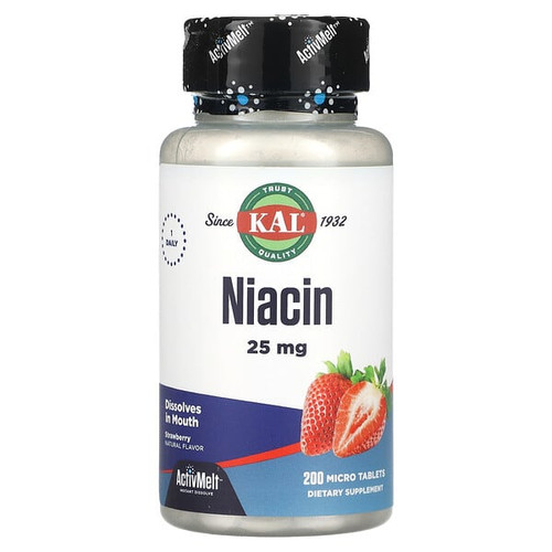 <img alt="KAL, Niacin, Strawberry, 25 mg, 200 Micro Tablets" title="KAL, Niacin, Strawberry, 25 mg, 200 Micro Tablets,021245848202"