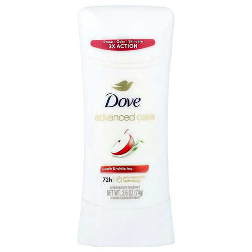<img alt="Dove, Advanced Care, Antiperspirant Deodorant, Apple & White Tea, 2.6 oz (74 g)" title="Dove, Advanced Care, Antiperspirant Deodorant, Apple & White Tea, 2.6 oz (74 g),079400458247"