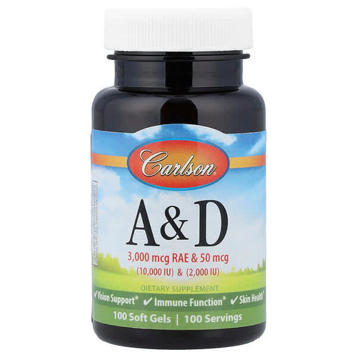 <img alt="Carlson, Vitamin A & D, 100 Soft Gels" title="Carlson, Vitamin A & D, 100 Soft Gels,088395123108"