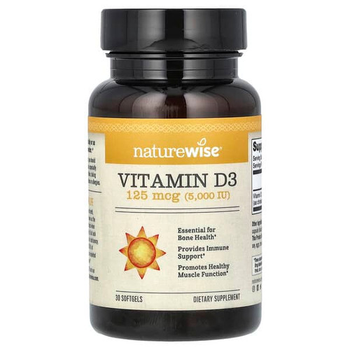<img alt="NatureWise, Vitamin D3, 125 mcg (5,000 IU), 30 Softgels" title="NatureWise, Vitamin D3, 125 mcg (5,000 IU), 30 Softgels,855724007725"