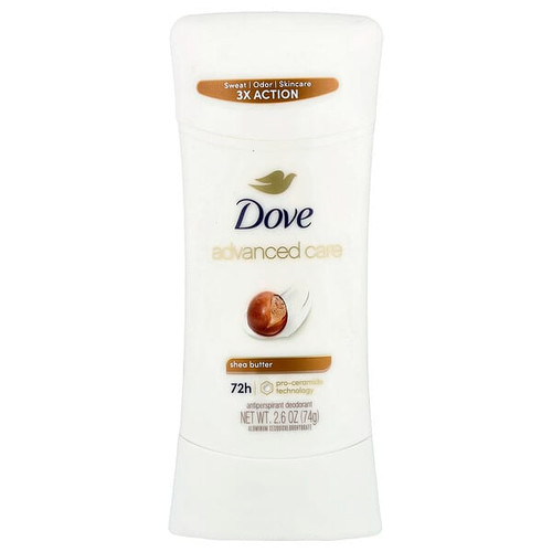 <img alt="Dove, Advanced Care, Antiperspirant Deodorant, Shea Butter, 2.6 oz (74 g)" title="Dove, Advanced Care, Antiperspirant Deodorant, Shea Butter, 2.6 oz (74 g),079400351203"