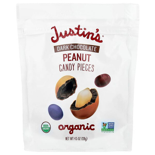 <img alt="Justins Nut Butter, Organic Peanut Candy Pieces,  Dark Chocolate, 4.5 oz (128 g)" title="Justins Nut Butter, Organic Peanut Candy Pieces,  Dark Chocolate, 4.5 oz (128 g),840379102512"