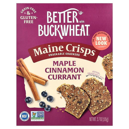 <img alt="Better with Buckwheat, Maine Crisp Snackable Crackers, Maple Cinnamon Currant, 3.7 oz (105 g)" title="Better with Buckwheat, Maine Crisp Snackable Crackers, Maple Cinnamon Currant, 3.7 oz (105 g),860002319322"