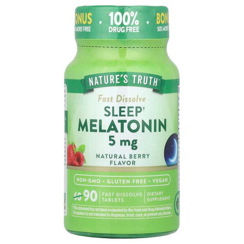 <img alt="Natures Truth, Sleep Melatonin, Natural Berry, 5 mg, 90 Fast Dissolve Tablets" title="Natures Truth, Sleep Melatonin, Natural Berry, 5 mg, 90 Fast Dissolve Tablets,840093101648"